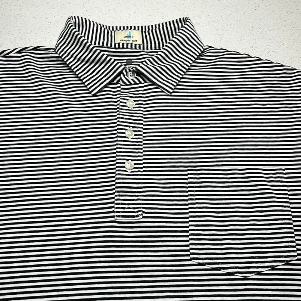 johnnie-O Hangin Out Performance Cotton/Spandex Striped Golf Polo ShirtMens